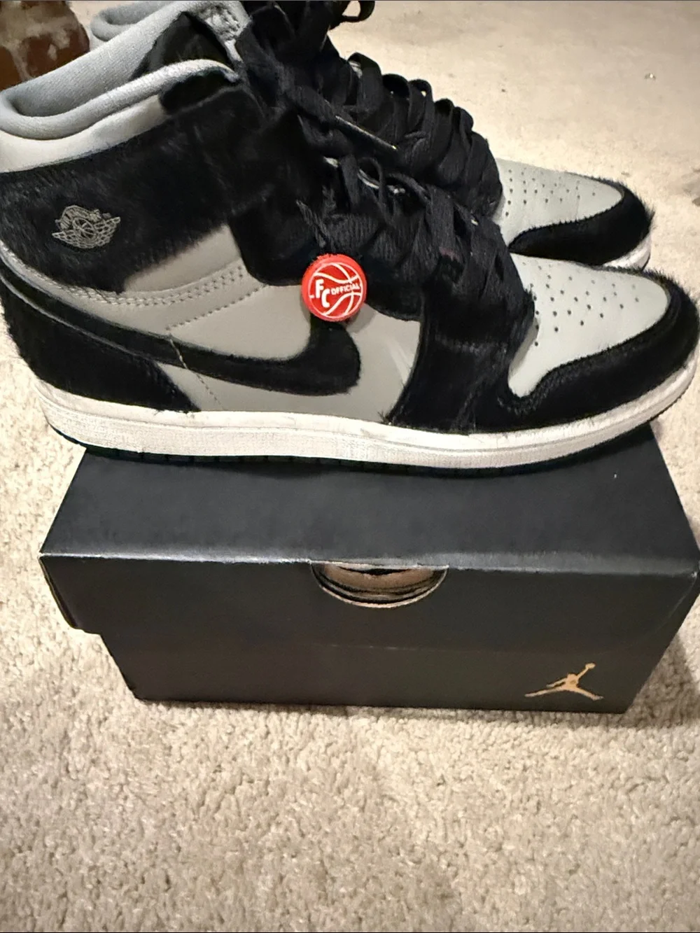 Nike AIR Jordan’s Kids Black and White High-Top Sneakers with Textured Panels